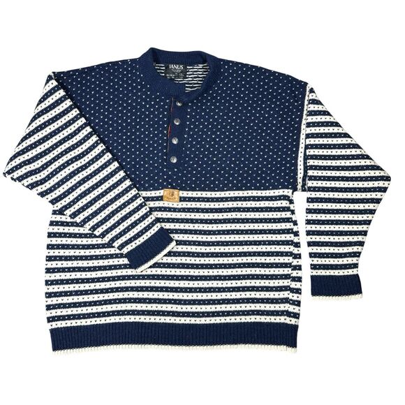 Janus Norway Sweater Pullover Mens Size XXL Wool Blend Navy...